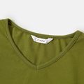 Women Graphic Letter Print V Neck Long-sleeve Tee Army green