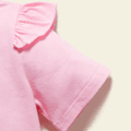Toddler Girl Graphic Unicorn and Rainbow and Heart Print Ruffled Short-sleeve Tee Light Pink
