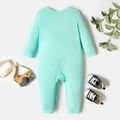 Baby Boy/Girl 95% Cotton Long-sleeve Solid Jumpsuit Light Green image 2