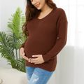 Maternity V Neck Long-sleeve Brown Sweater Brown