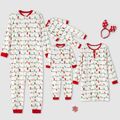 Christmas Allover Lantern Print Splice Long-sleeve Family Matching White Onesies Pajamas Set(Flame Resistant) White