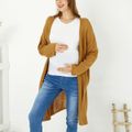 Maternity Solid Color Long-sleeve Cardigan Coat Khaki