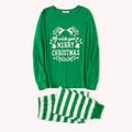 Christmas Letter and Plaid Print Snug Fit Green Family Matching Long-sleeve Pajamas Sets Green