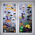Halloween Window Clings Decals Decorations, Pumpkin Spider Bat Ghost Witch Window Stickers Glass Decals for Halloween Party Windows Glass Walls Decorations Multi-color