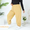 Women Plus Size Sporty Elasticized Pocket Design Cargo Pants Ginger