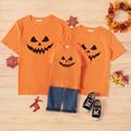 Halloween Pumpkin Face Print Orange Family Matching Short-sleeve T-shirts Orange
