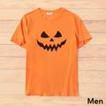 Halloween Pumpkin Face Print Orange Family Matching Short-sleeve T-shirts Orange