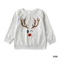 Christmas Deer Antlers Print Gray Family Matching Long-sleeve Sweatshirts Light Grey