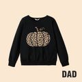 100% Cotton Halloween Leopard Pumpkin Print Family Matching Long-sleeve Sweatshirts Multi-color