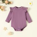 Baby Girl 95% Cotton Ruffle Long-sleeve Graphic Lavender Purple Romper Lavender
