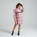 Multi-color Plaid Stand-up Collar Long-sleeve Button Front Shirt Multi-color