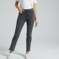 jeans de cintura alta cinza com perna reta e folgada Cinzento image 3