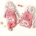 Letter Print Pink Floral Long-sleeve Hooded Sweatshirts for Sister and Me Pink image 1