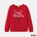 Christmas 100% Cotton Antlers and Letter Print Family Matching Long-sleeve Sweatshirts Red