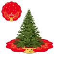 Christmas Ornament Tree Skirt Red Xmas Tree Skirt for Christmas Decorations Indoor Outdoor Red