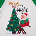 Christmas Tree and Santa Print Green Plaid Family Matching Long-sleeve Pajamas Sets (Flame Resistant) Green/White