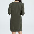 Maternity Lace-up Round Neck Long-sleeve Green Dress Green
