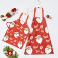 Ho Ho Ho Santa Claus Print Aprons for Mommy and Me Red image 2