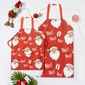 Ho Ho Ho Santa Claus Print Aprons for Mommy and Me Red image 3