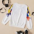 Kid Boy Colorful Palm Print Pullover Sweatshirt White
