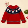 Toddler Girl/Boy Christmas Santa Pattern Button Design Color Sweater Red