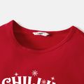 Christmas Letter and Snowman Print Red Family Matching 100% Cotton Long-sleeve Sweatshirts Red image 3