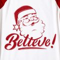 Christmas Santa and Letter Print Red Family Matching Raglan Long-sleeve Pajamas Sets (Flame Resistant) Dark blue/White/Red