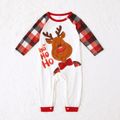 Christmas Reindeer and Letter Print Family Matching Raglan Long-sleeve Plaid Pajamas Sets (Flame Resistant) Black/White/Red image 4