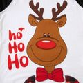 Christmas Reindeer and Letter Print Family Matching Raglan Long-sleeve Plaid Pajamas Sets (Flame Resistant) Black/White/Red image 5