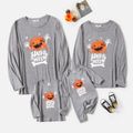 Family Matching Halloween Pumpkin and Glow In The Dark Letter Print Black Long-sleeve Sweatshirts Grey image 1