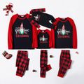 Christmas Gnome and Letter Print Family Matching Raglan Long-sleeve Plaid Pajamas Sets (Flame Resistant) Red
