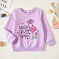 Toddler Graphic Flamingo and Floral and Letter Print Long-sleeve Pullover Lavender