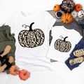 Halloween Leopard Pumpkin Print Short-sleeve T-shirts for Mom and Me White