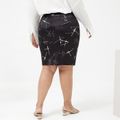 Women Plus Size Elegant Geo Pattern Skirt Black/White