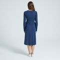 Nursing Polka Dots Print Round-collar Long-sleeve Dress Dark Blue