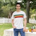 Colorblock Striped Short-sleeve Family Matching Sets(Belted Midi Dresses and T-shirts) Multi-color image 5