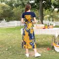100% Cotton Tie Dye Splicing Short-sleeve Family Matching Sets（ Belted Midi Dresses and Colorblock T-shirts） Yellow image 3