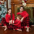 Christmas Deer and Letter Embroidered Red Family Matching Long-sleeve Thickened Polar Fleece Pajamas Sets (Flame Resistant) Red image 1