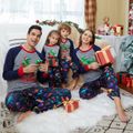 Christmas Dinosaur and Letter Print Family Matching Pajamas Sets (Flame Resistant) Bluish Grey