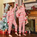 Christmas Print Family Matching 3D Antlers Thickened Hooded Long-sleeve Polar Fleece Onesies Pajamas Sets (Flame Resistant) Red/White
