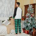 Christmas Letters and Hat Print Green Plaid Family Matching Long-sleeve Pajamas Sets (Flame Resistant) Green/White