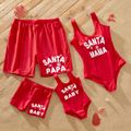 Christmas Letter Print Red Family Matching U Neck Sleeveless Swimsuits Red image 1