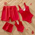 Christmas Letter Print Red Family Matching U Neck Sleeveless Swimsuits Red