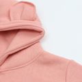 Solid Hooded 3D Ear Decor Fleece-lining Long-sleeve Pink or Green or Yellow or Grey Baby Hoodie Sweatshirt Top Pink