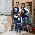 Christmas Polar Bear and Letter Print Blue Family Matching Raglan Long-sleeve Pajamas Sets (Flame Resistant) Royal Blue