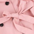 100% Cotton Solid Lapel Collar Ruffle Decor Belt Decor Double Breasted Long-sleeve Pink or Red Toddler Coat Dress Pink