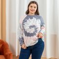 Women Plus Size Casual Tie Dye Pullover Sweatshirt Color block