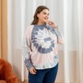 Women Plus Size Casual Tie Dye Pullover Sweatshirt Color block