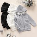 Toddler Girl/Boy Textured Zipper Solid Hooded Jacket White