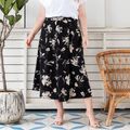 Women Plus Size Elegant Floral Print Skirt Black